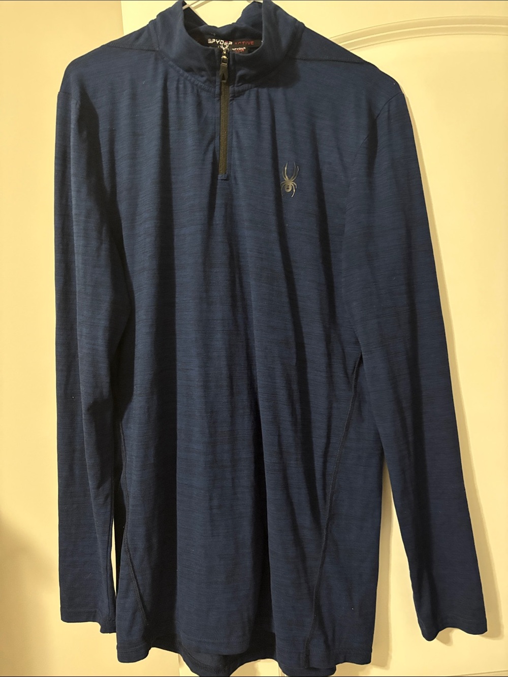 Spyder Men's Navy Blue Quarter-Zip Long Sleeve Performance Top